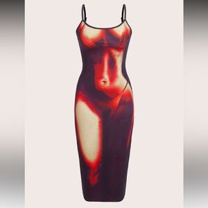 Elegant Red and Black Women's Dress